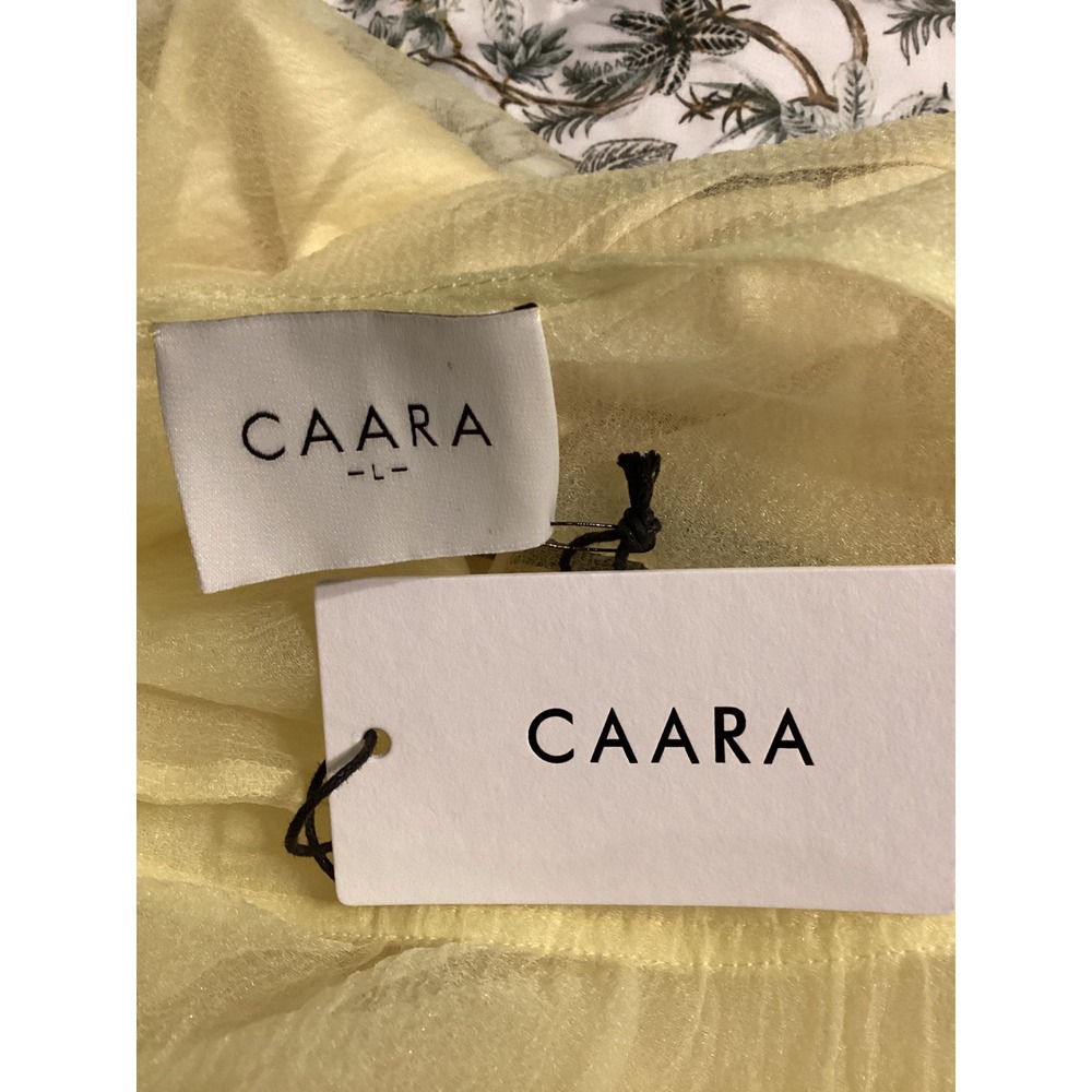 Few Moda CAARA Women Yellow Sheer Organza Overlay Slip Dress Set Size Large NWT - Picture 9 of 12
